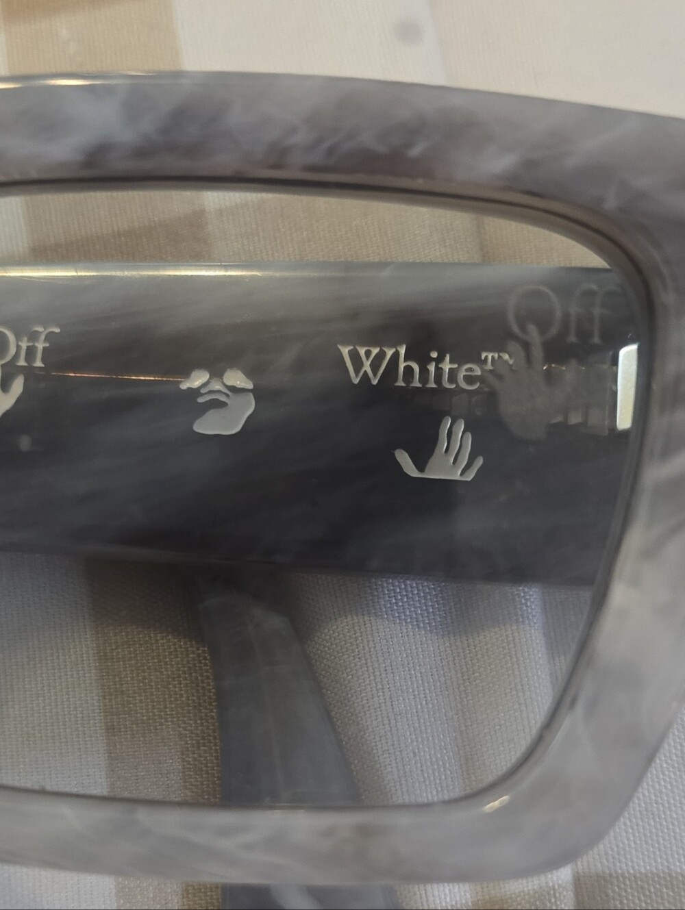 Off-White Marble Gray Rectangular Eyewear Frame